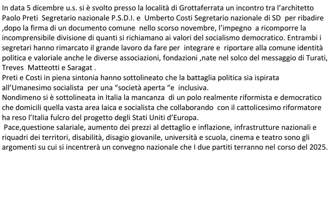 Verso l’unità socialdemocratica